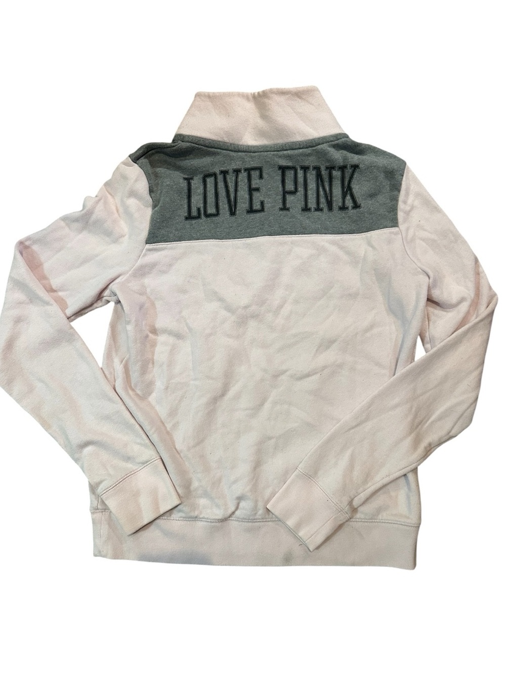 Victoria’s Secret PINK Love Pink Quarter Zip Sweatshirt Pink Gray S